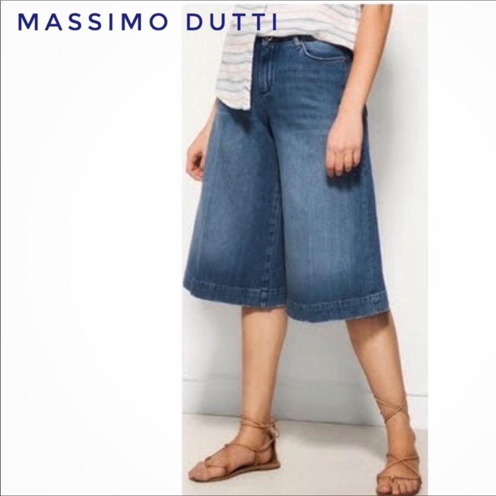 NWT Massimo Dutti Wide Leg Jeans Culottes Gauchos Capris